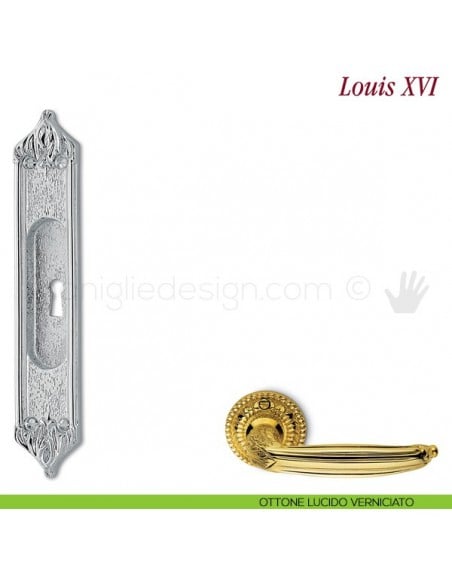 Maniglia per porta scorrevole Louis XVI Antologhia con foro chiave ottone lucido verniciato