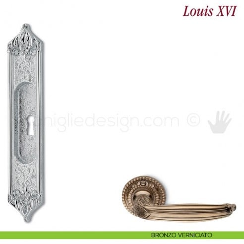 Maniglia per porta scorrevole Louis XVI Antologhia con foro chiave bronzo verniciato