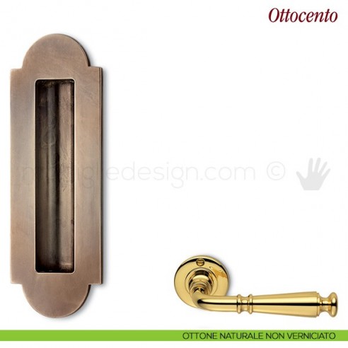 Maniglia per porta scorrevole Ottocento Antologhia senza foro chiave ottone naturale non verniciato