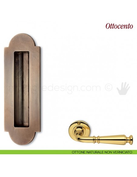 Maniglia per porta scorrevole Ottocento Antologhia senza foro chiave ottone naturale non verniciato