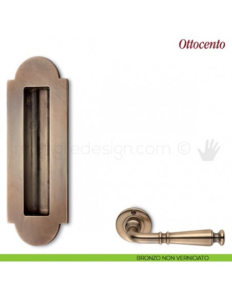 Maniglia per porta scorrevole Ottocento Antologhia senza foro chiave bronzo non verniciato