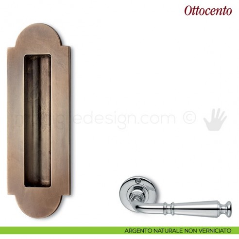Maniglia per porta scorrevole Ottocento Antologhia senza foro chiave argento naturale non verniciato