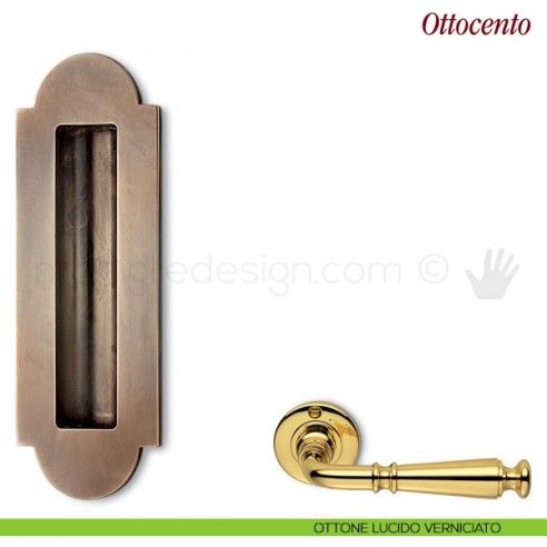 Maniglia per porta scorrevole Ottocento Antologhia senza foro chiave ottone lucido verniciato