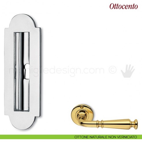 Maniglia per porta scorrevole Ottocento Antologhia con foro chiave ottone naturale non verniciato