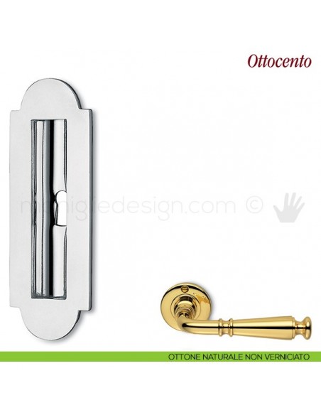 Maniglia per porta scorrevole Ottocento Antologhia con foro chiave ottone naturale non verniciato