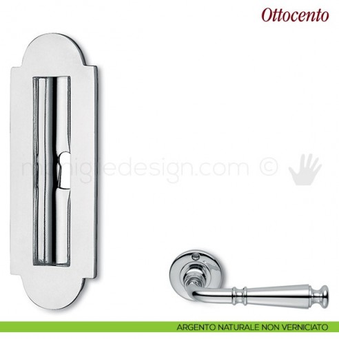 Maniglia per porta scorrevole Ottocento Antologhia con foro chiave argento naturale non verniciato