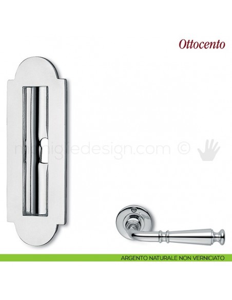 Maniglia per porta scorrevole Ottocento Antologhia con foro chiave argento naturale non verniciato