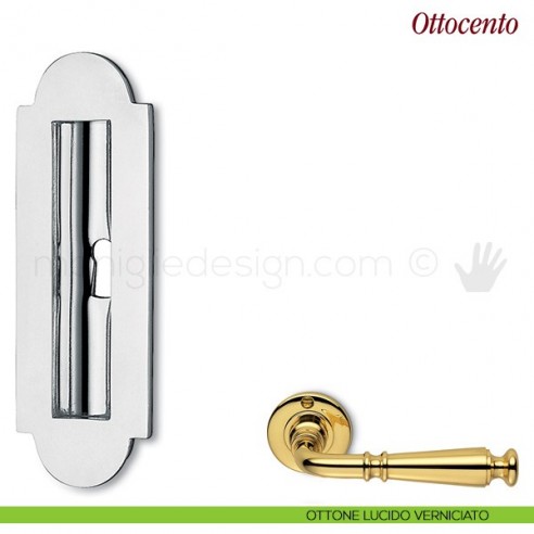 Maniglia per porta scorrevole Ottocento Antologhia con foro chiave ottone lucido verniciato