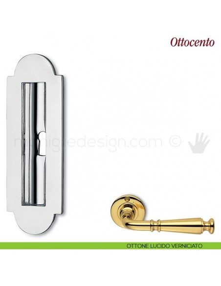 Maniglia per porta scorrevole Ottocento Antologhia con foro chiave ottone lucido verniciato