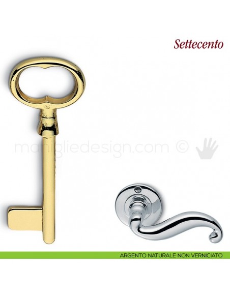 Chiave per porta interna Settecento Antologhia argento naturale non verniciato