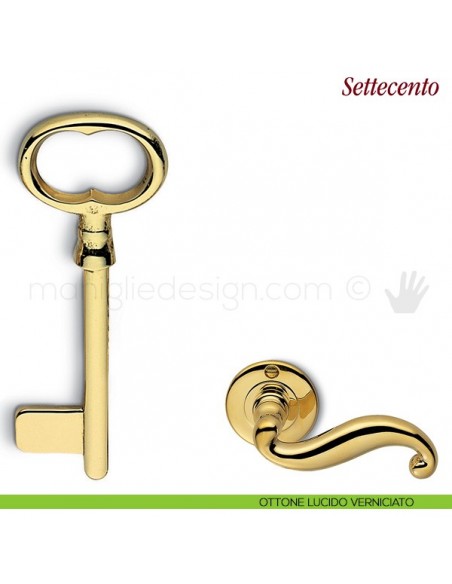 Chiave per porta interna Settecento Antologhia ottone lucido verniciato