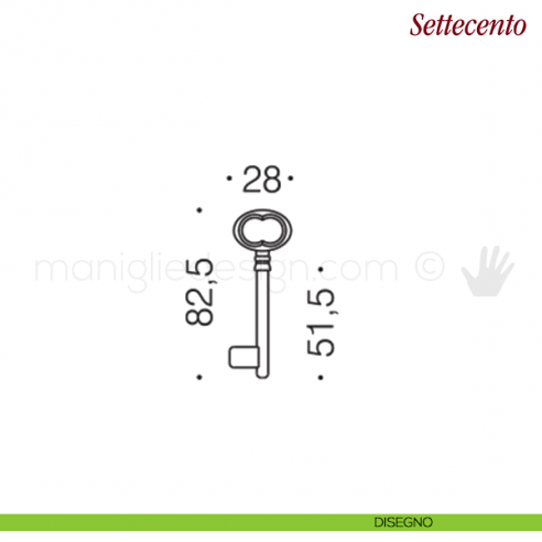 Chiave per porta interna Settecento Antologhia disegno