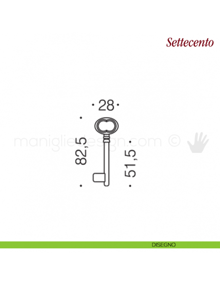 Chiave per porta interna Settecento Antologhia disegno