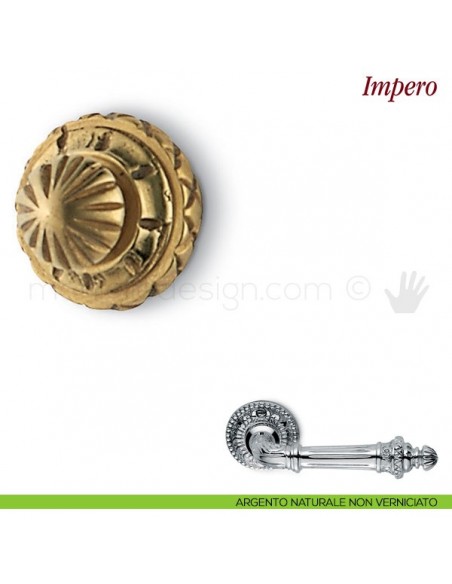 Pomello per mobile Impero Antologhia argento naturale non verniciato