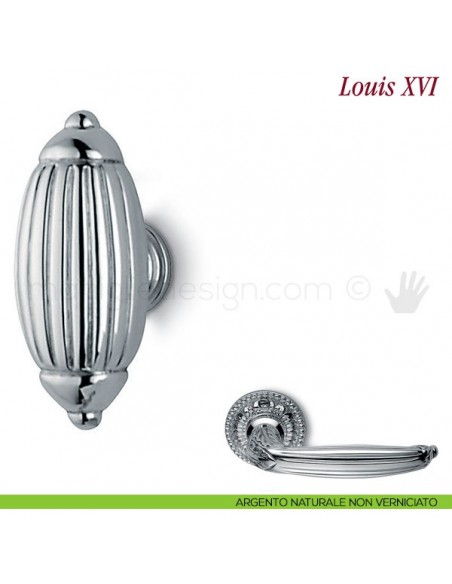 Pomello per mobile Louis XVI Antologhia argento naturale non verniciato
