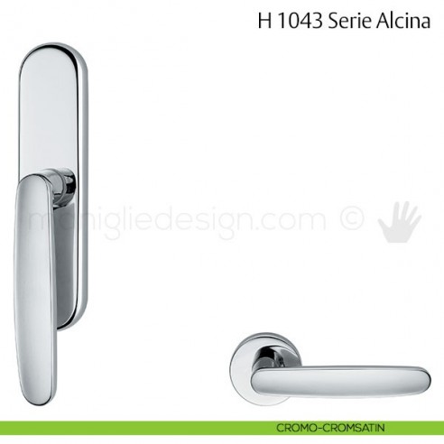 Maniglia per finestra cremonese H 1043 Alcina Valli & Valli cromo-cromsatin