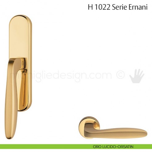 Maniglia per finestra cremonese H 1022 Ernani Valli & Valli oro lucido-orsatin