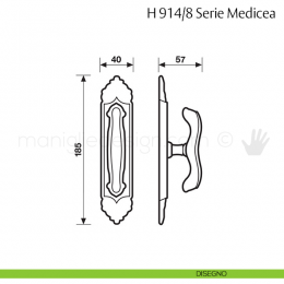 Maniglia per finestra cremonese H 914/8 Medicea Valli & Valli 2