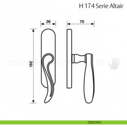 Maniglia per finestra cremonese H 174 Altair Valli & Valli 2