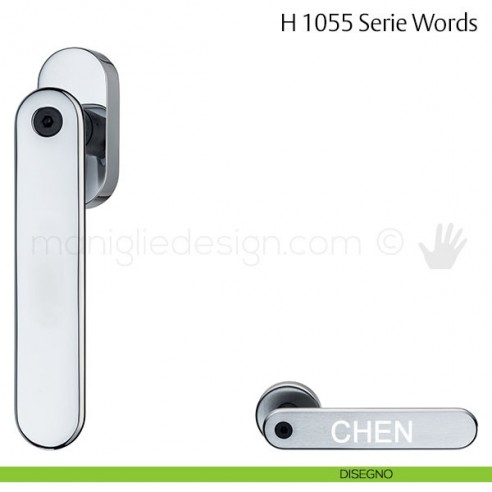 Maniglia per finestra martellina DK H 1055 Words Valli & Valli cromsatin-nero opaco personalizzata