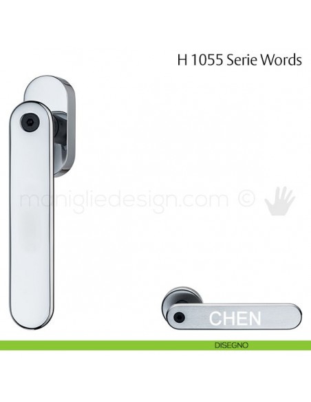 Maniglia per finestra martellina DK H 1055 Words Valli & Valli cromsatin-nero opaco personalizzata