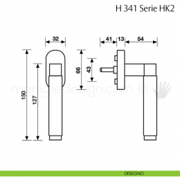 Maniglia per finestra martellina DK H 341 HK2 Fusital 2