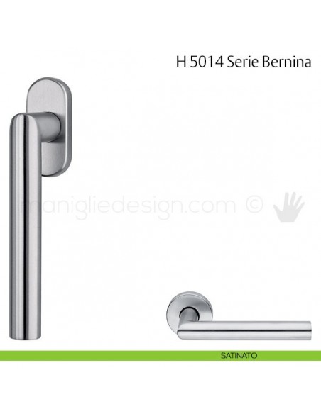 Maniglia per finestra martellina DK H 5014 Bernina Fusital satinato