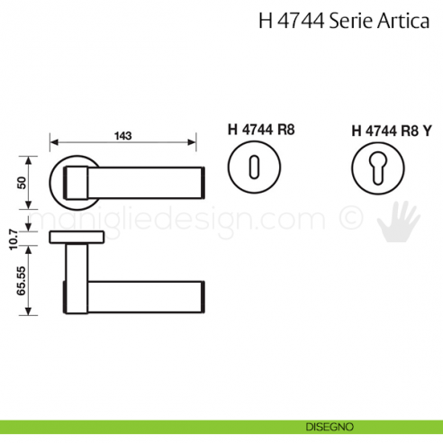 Maniglia per porta H 4744 Artica VCasa Valli & Valli disegno