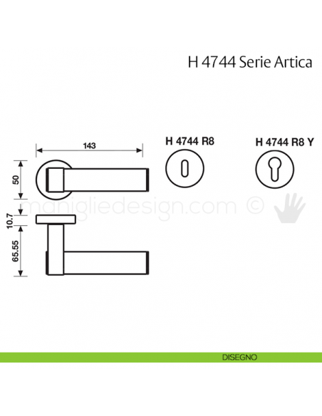 Maniglia per porta H 4744 Artica VCasa Valli & Valli disegno