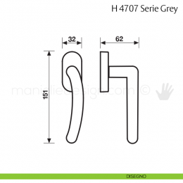 Maniglia per finestra martellina DK H 4707 Grey VCasa Valli & Valli 2