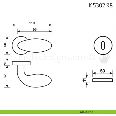 Pomolo per porta K 5302 girevole Fusital disegno patent