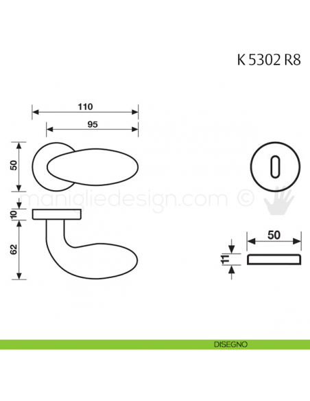 Pomolo per porta K 5302 girevole Fusital disegno patent