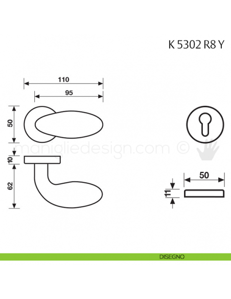 Pomolo per porta K 5302 girevole Fusital disegno yale