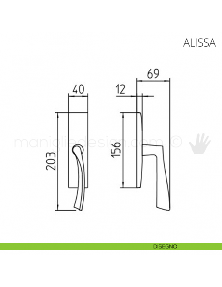 Maniglia per finestra cremonese Alissa Mandelli disegno