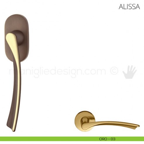Maniglia per finestra martellina DK Alissa Mandelli oro