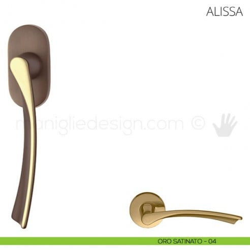 Maniglia per finestra martellina DK Alissa Mandelli oro satinato