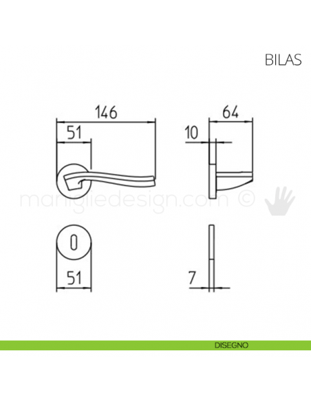 Maniglia per porta Bilas Mandelli disegno patent
