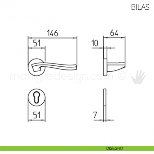 Maniglia per porta Bilas Mandelli disegno yale