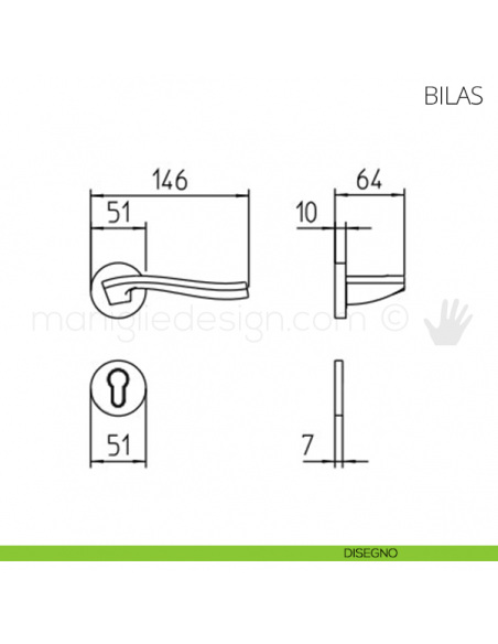 Maniglia per porta Bilas Mandelli disegno yale