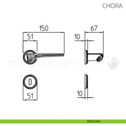 Maniglia per porta Chora Mandelli disegno patent