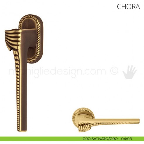 Maniglia per finestra martellina DK Chora Mandelli oro satinato-oro