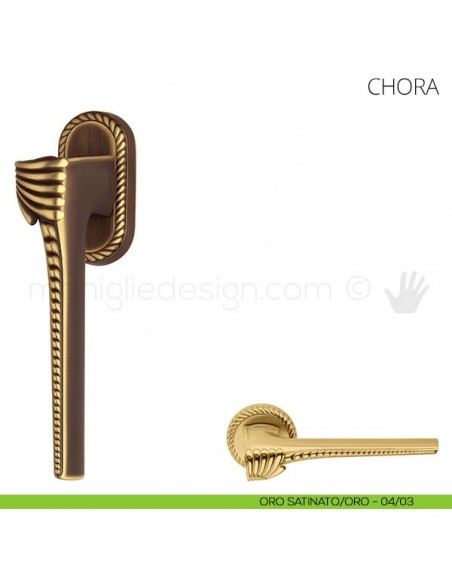 Maniglia per finestra martellina DK Chora Mandelli oro satinato-oro