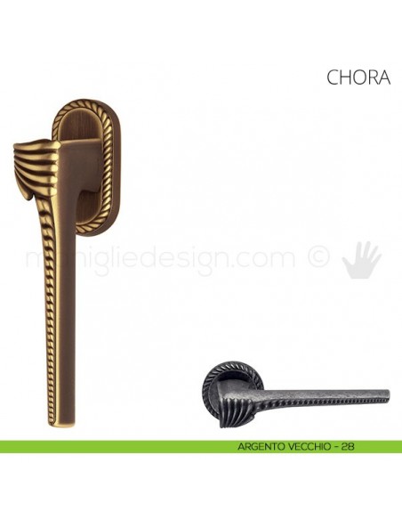 Maniglia per finestra martellina DK Chora Mandelli argento vecchio