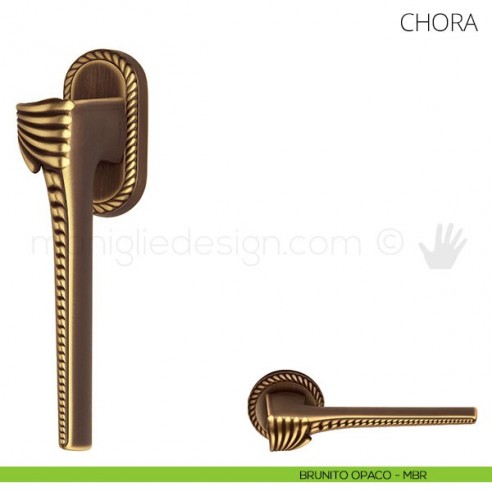 Maniglia per finestra martellina DK Chora Mandelli brunito opaco