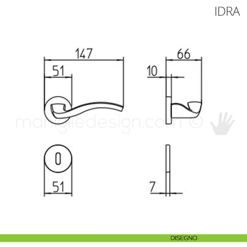 Maniglia per porta Idra Mandelli disegno patent