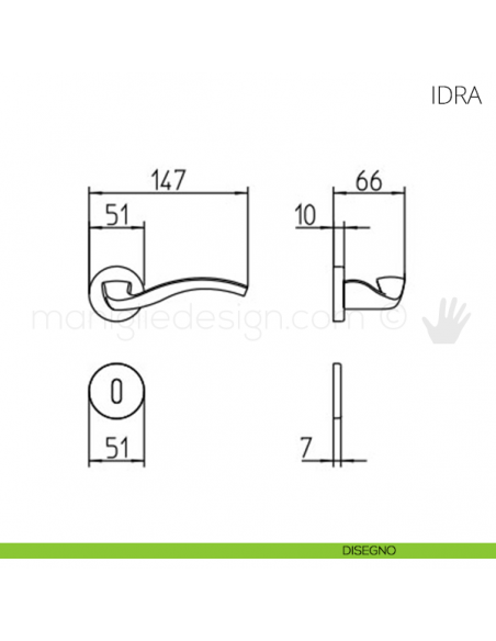 Maniglia per porta Idra Mandelli disegno patent