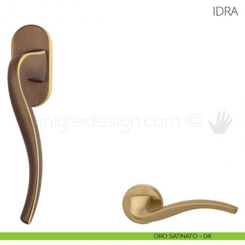 Maniglia per finestra martellina DK Idra Mandelli oro satinato