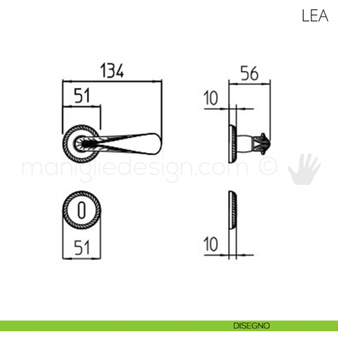 Maniglia per porta Lea Mandelli disegno patent