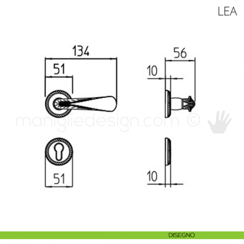 Maniglia per porta Lea Mandelli disegno yale