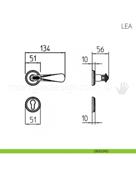 Maniglia per porta Lea Mandelli disegno yale